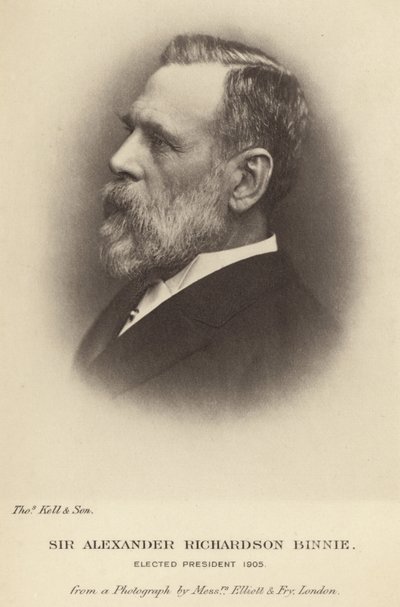 Sir Alexander Richardson Binnie-t 1905-ben választották meg az Institution of Civil Engineers elnökévé alkotó: English School