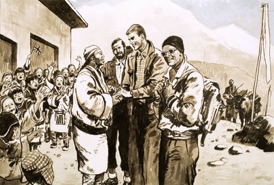Sir Edmund Hillary 1963-ban újra ellátogat Nepálba alkotó: English School
