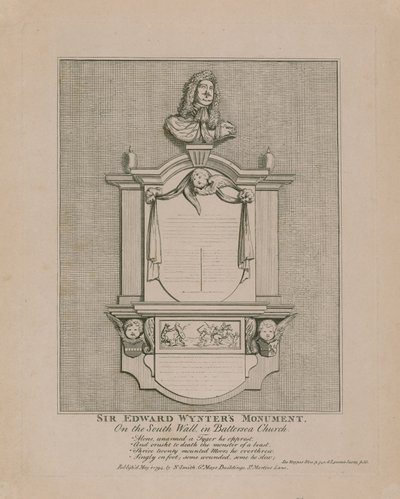 Sir Edward Wynters emlékmű, a Battersea templom déli falán alkotó: English School