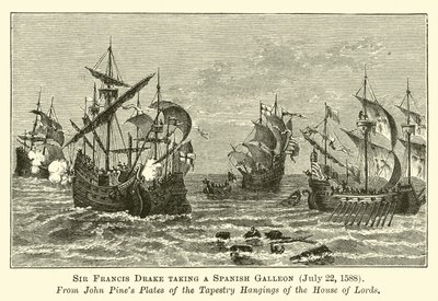 Sir Francis Drake spanyol galleont vesz, 1588. július 22-én alkotó: English School