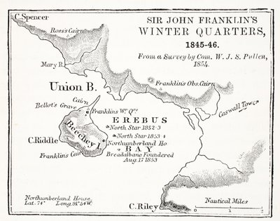 Sir John Franklins Winter Quarters, 1845-1846 a Com. felméréséből. W.J.S. Pullen 1854, pub. 1854 alkotó: English School