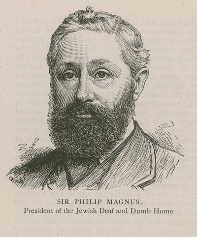 Sir Philip Magnus, a Zsidó Siketnéma Otthon elnöke alkotó: English School