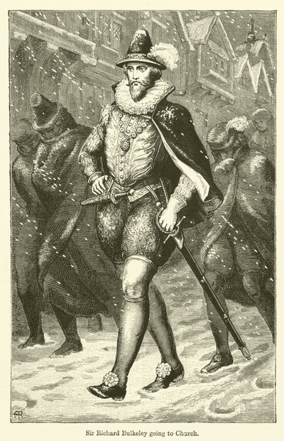 Sir Richard Bulkeley templomba megy (metszet) alkotó: English School
