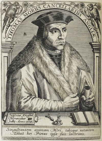 Sir Thomas More, Saint, illusztráció az „Ötven ember jeles tanulás és tanulás ikonjai” című könyvéből. alkotó: English School
