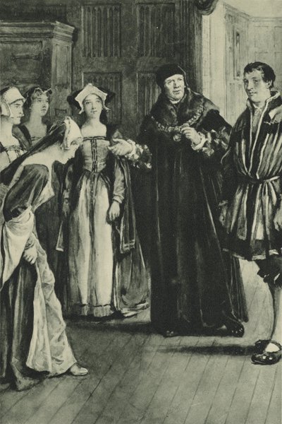 Sir Thomas More hazahozza Holbeint (litho) alkotó: English School