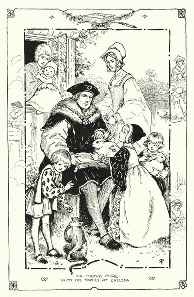 Sir Thomas More családjával a Chelsea-nél (litho) alkotó: English School