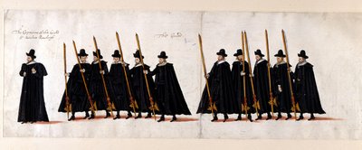 Sir Walter Raleigh, a gárda és a gárda kapitánya. I. Erzsébet királynő temetési menetének része a Westminster Abbey-be, 1603. április 28-án. alkotó: English School