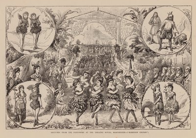 Vázlatok a manchesteri Theatre Royal Pantomiméből, Robinson Crusoe (metszet) alkotó: English School