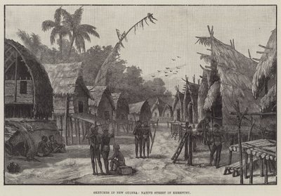 Vázlatok Új-Guineában, Native Street Kerepunuban (metszet) alkotó: English School