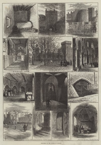Vázlatok a londoni Towerben (metszet) alkotó: English School
