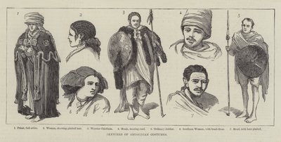Abesszin jelmezek vázlatai (metszet) alkotó: English School