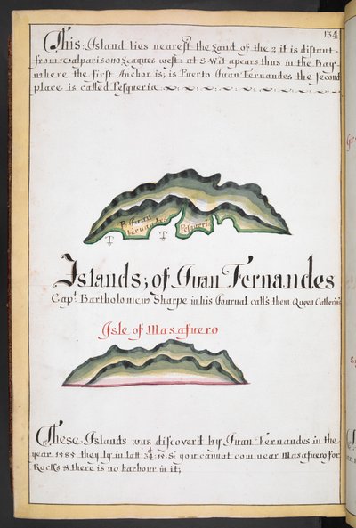 Sloane MS 44, f.269v, Juan Fernández térképe William Hack South Sea Wagoner című filmjében alkotó: English School