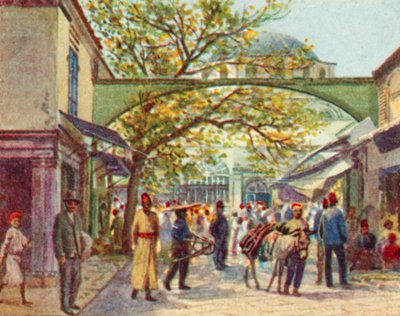Szmirna, Török bazár (színes litográfia) alkotó: English School