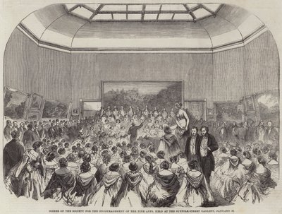 A Képzőművészetet Ösztönző Társaság összejövetele, a Suffolk-Street Galériában, január 26-án (metszet) alkotó: English School