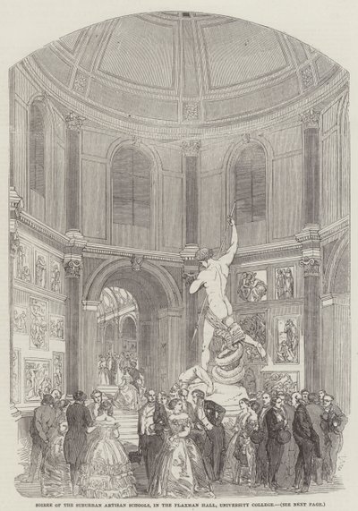 A külvárosi kézműves iskolák rendezvénye, a Flaxman Hallban, University College (metszet) alkotó: English School