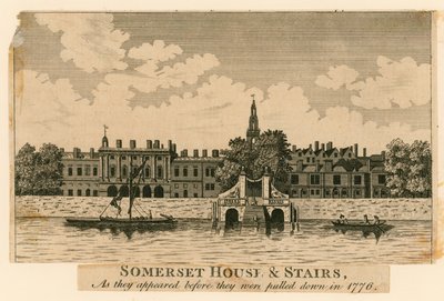 A Somerset-ház és a lépcsők, ahogyan az 1776-os lebontásuk előtt megjelentek alkotó: English School
