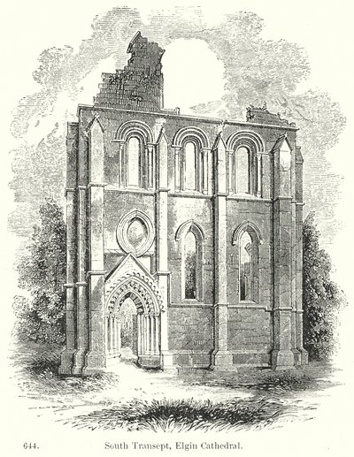 Déli kereszthajó, Elgin Cathedral (metszet) alkotó: English School