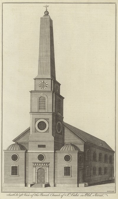 Délnyugati kilátás a Szent Lukács plébániatemplomra az Old Street-en, Londonban alkotó: English School