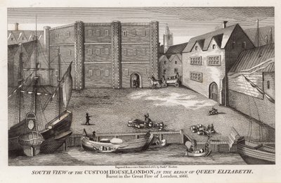 Déli kilátás a vámházról, London, Erzsébet királynő uralkodása alatt alkotó: English School