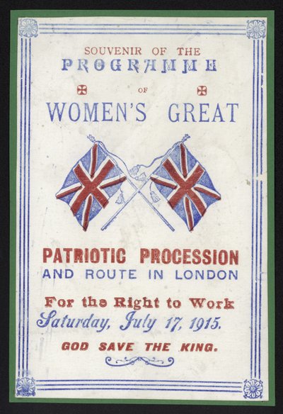 Emlékműsor a nők munkához való jogáért, London, 1915. július 17. alkotó: English School