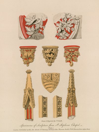 A Szent István-kápolna szoborpéldányai (színes metszet) alkotó: English School