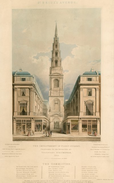St Brides Avenue; A londoni Fleet Street fejlesztése, amelyet önkéntes előfizetéssel hajtanak végre, 1825 alkotó: English School