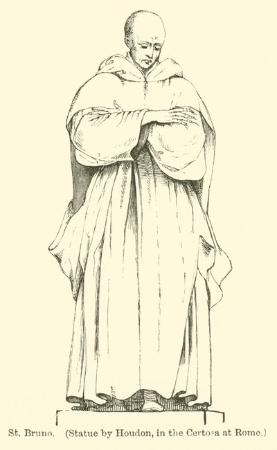 Szent Brunó, Houdon szobra a római Certosában (metszet) alkotó: English School