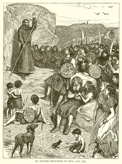 St. Columb prédikáció Ionában, Kr.u. 564 alkotó: English School
