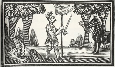 Szent György a sárkányok fejével, illusztráció a Chap-books of the Eightenth Century-ből, John Ashton, pub. 1882 alkotó: English School