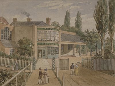 St Helena tea-gardens, Lower Road, Rotherhithe, 1860 körül (wc papíron) alkotó: English School
