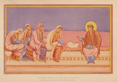 Szent Jeromos felolvasása Eustachiának és Paulának (színes litográfia) alkotó: English School