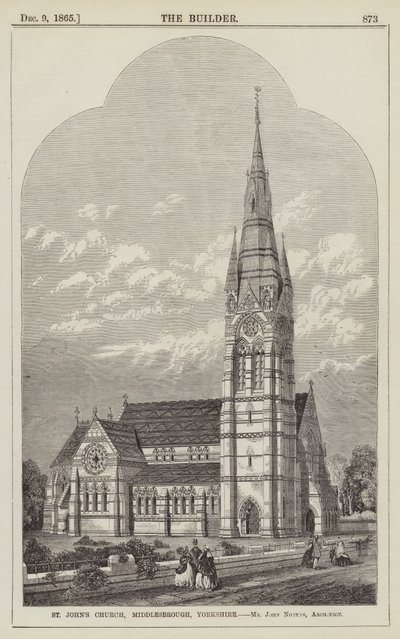 Szent János templom, Middlesbrough, Yorkshire, John Norton úr, építész (metszet) alkotó: English School