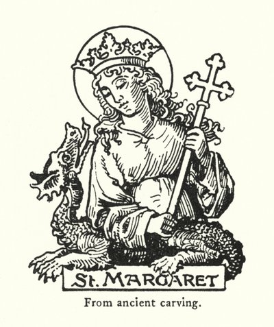Szent Margit, ősi faragványból (metszet) alkotó: English School