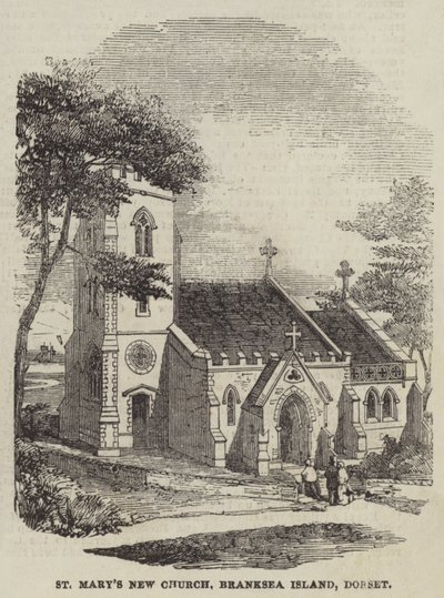 Szent Mária új templom, Branksea-sziget, Dorset (metszet) alkotó: English School