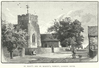 Szent Mária és Szent Márton templom, Trimley, délről (metszet) alkotó: English School