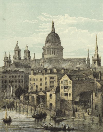 Szent Pál-székesegyház, kilátás a déli frontra a Southwark hídról alkotó: English School