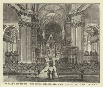 A Szent Pál-székesegyház, a kórus, a Reredos stb. a központból, a kupola alatt alkotó: English School