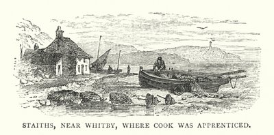 Staiths, Whitby közelében, ahol Cook tanonc volt (színes metszet) alkotó: English School