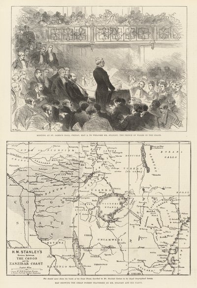 Stanley előadása a Királyi Földrajzi Társaságnak (metszet) alkotó: English School