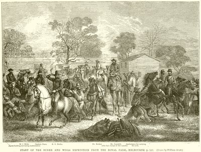 A Burke és Wills Expedíció kezdete a Melbourne-i Royal Parkból alkotó: English School