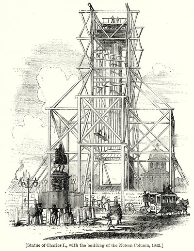 I. Károly szobra, a Nelson-oszlop épülete alkotó: English School
