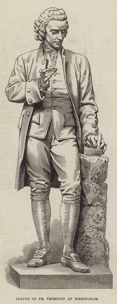 Dr. Priestley szobra Birminghamben (metszet) alkotó: English School