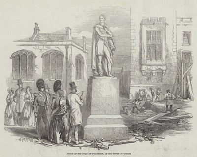 Wellington hercegének szobra a Tower of Londonban (metszet) alkotó: English School