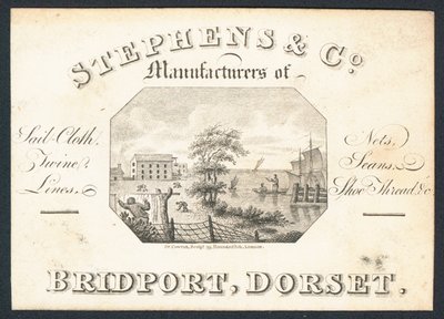 Stephens & Co, vitorlaszövet, háló, zsineg, zsinór és cipőcérna gyártója, kereskedelmi kártya alkotó: English School
