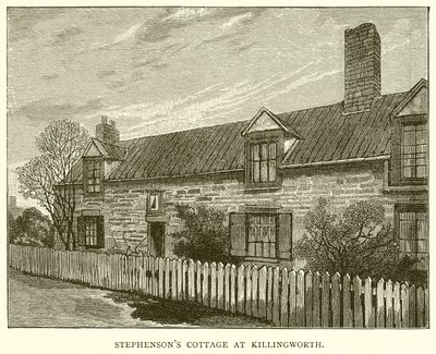 Stephensons kunyhó Killingworthben alkotó: English School