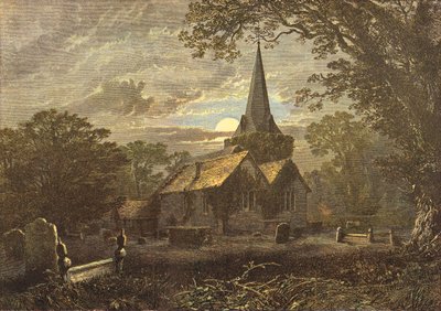 Stoke Poges templomkert, Gray elégiájának jelenete (metszet) alkotó: English School