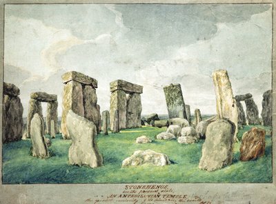 Stonehenge jelenlegi állapotában, anpediluni templom, 1821 (wc papíron) alkotó: English School