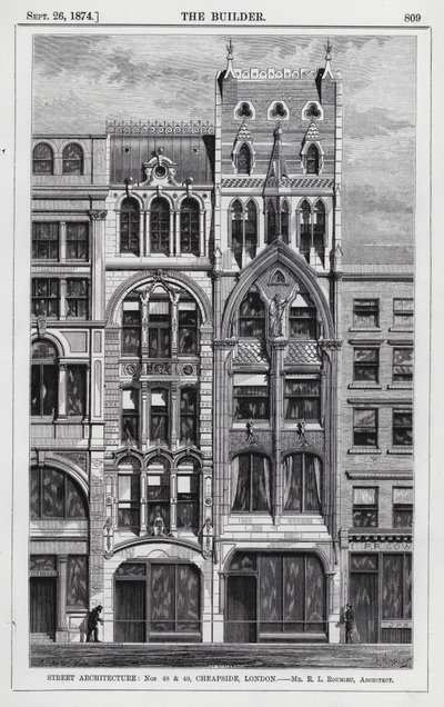 Street Architecture, 48. és 49., Cheapside, London (metszet) alkotó: English School