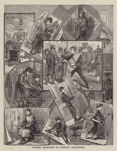 Londoni gyerekek utcai ipara (metszet) alkotó: English School