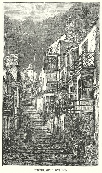 Clovelly utcája (metszet) alkotó: English School